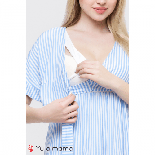 Платье для беременных и кормящих Юла Мама Gretta Белый/Голубой DR-21.162