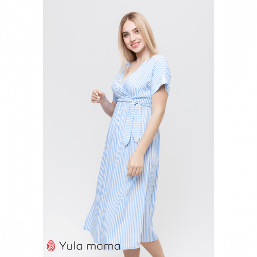 Платье для беременных и кормящих Юла Мама Gretta Белый/Голубой DR-21.162