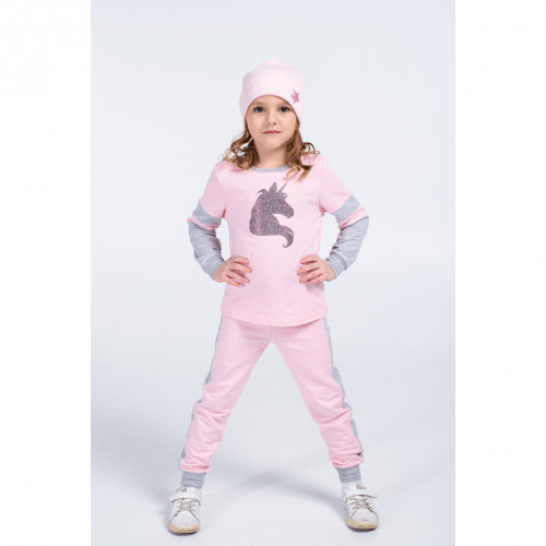 Детский костюм для девочки из двунитки Vidoli от 3 до 5.5 лет Розовый G-20625W