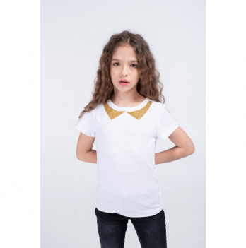 Детская футболка для девочки Vidoli от 7 до 11 лет Белый/Золото G-20915S