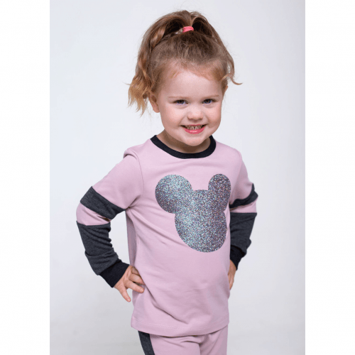 Детский костюм для девочки из двунитки Vidoli от 5 до 7 лет Пудровый G-20624W
