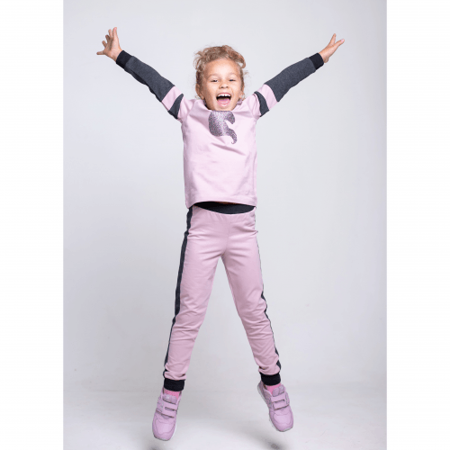 Детский костюм для девочки из двунитки Vidoli от 5 до 6 лет Пудровый G-20625W