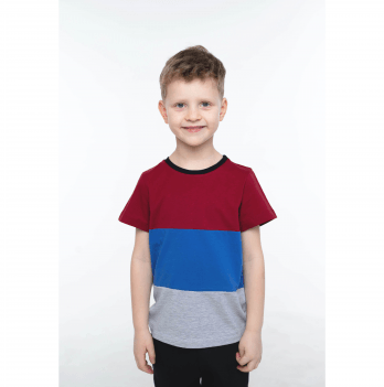 Футболка для мальчика Vidoli от 3.5 до 7 лет Бордовый/Синий/Серый B-20377S