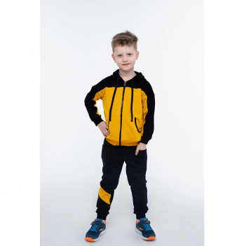 Детский спортивный костюм для мальчика из двунитки Vidoli от 4 до 5.5 лет Черный/Горчичный В-21639W