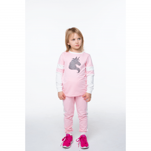 Детский костюм для девочки из двунитки Vidoli от 6 до 8 лет Розовый/Молочный G-20625W