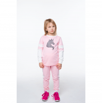 Детский костюм для девочки из двунитки Vidoli от 6 до 8 лет Розовый/Молочный G-20625W