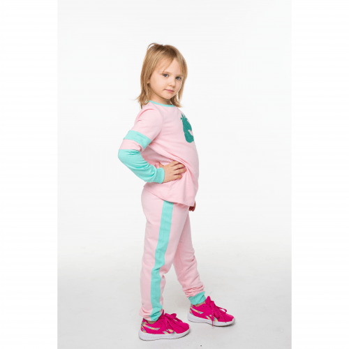 Детский костюм для девочки из двунитки Vidoli от 4.5 до 5.5 лет Розовый/Мятный G-20625W
