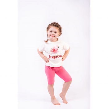 Летний костюм для девочки Vidoli от 5 до 6 лет Молочный/Розовый G-21646S