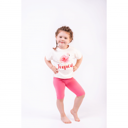 Летний костюм для девочки Vidoli от 7 до 10 лет Молочный/Розовый G-21646S