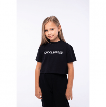 Детская футболка для девочки Vidoli School forever от 11 до 13 лет Черный G-21936S