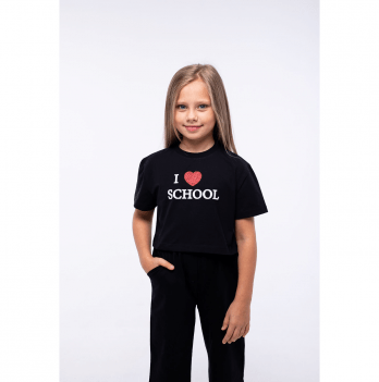 Детская футболка для девочки Vidoli  I like school от 8 до 10 лет Черный G-21936S