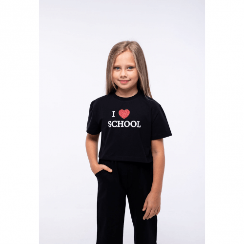 Детская футболка для девочки Vidoli I like school от 11 до 13 лет Черный G-21936S