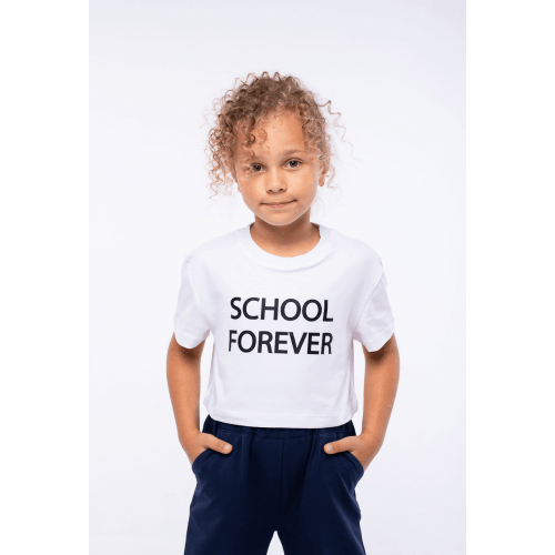 Детская футболка для девочки Vidoli School forever от 11 до 13 лет Белый G-21936S