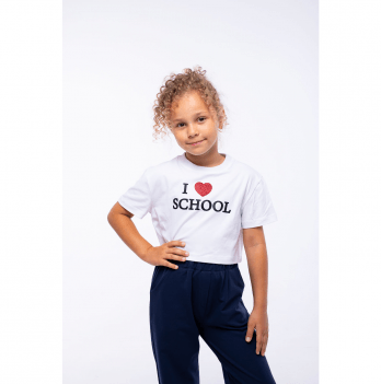 Детская футболка для девочки Vidoli I like school от 11 до 13 лет Белый G-21936S