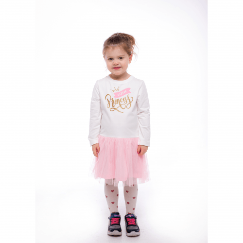 Детское платье для девочки Vidoli от 3.5 до 5.5 лет Молочный/Розовый G-21891W