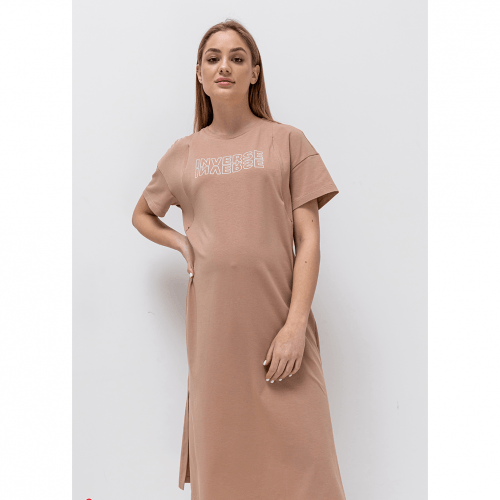 Платье для беременных и кормящих Юла Мама Sindy Бежевый DR-22.172