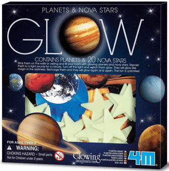 Светящиеся наклейки для детей 4M Glowing Imaginations Планеты и 20 звезд  00-05635