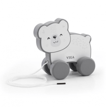 Деревянная каталка для детей Viga Toys PolarB Белый мишка 44001