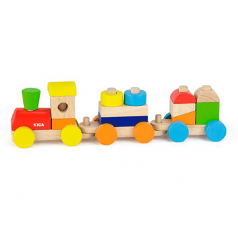 Развивающая игра из дерева Viga Toys Поезд цветные кубики 51610