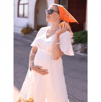 Летнее платье для беременных и кормящих Юла Мама Vanessa Молочный DR-22.042