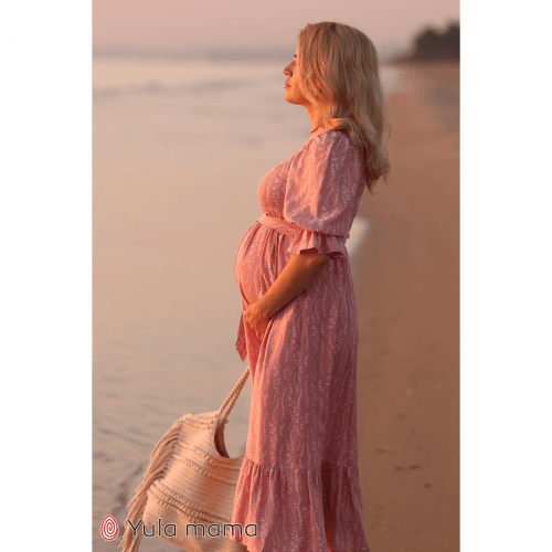 Летнее платье для беременных и кормящих Юла Мама Mary Пудровый DR-22.062