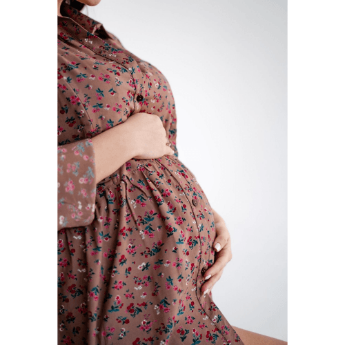 Платье рубашка для беременных и кормящих To Be с цветочным принтом Коричневый 4292604