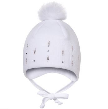 Вязаная шапка детская зимняя Broel Белый 6-9 месяцев NAO big