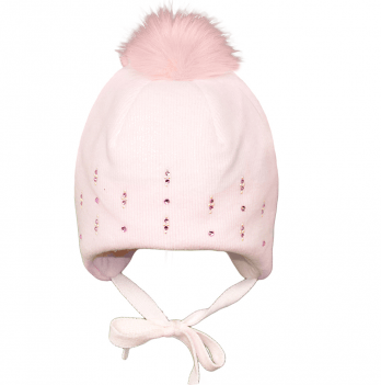 Вязаная шапка детская зимняя Broel розовый 6-9 месяцев NAO big