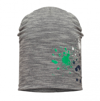 Вязаная шапка детская демисезонная Broel Серый/Зеленый 1-1,5 года CINEK