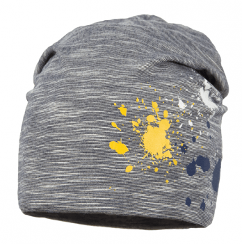 Вязаная шапка детская демисезонная Broel Серый/Желтый 1-2 года CINEK
