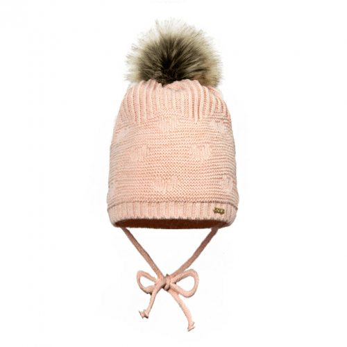 Вязаная шапка детская зимняя Broel Розовый 3-12 месяцев HOPPA
