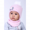 Детские шапка и манишка зимние для девочки Олта Розовый от 0 до 3 мес 10-102017