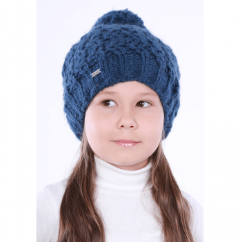 Шапка детская зимняя для девочки Олта Синий от 2 до 4 лет 57-572017