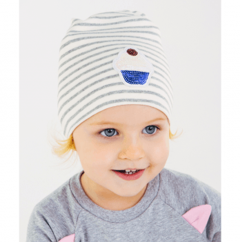 Демисезонная шапка детская Весеннее настроение Smil Серый/Белый 6-18 месяцев 118517