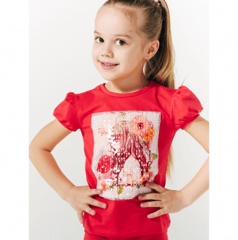 Детская футболка для девочки Smil Нарядная одежда Красный 2-6 лет 110531