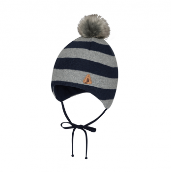 Вязаная шапка детская зимняя Broel Серый/Синий 3-6 месяцев GASPARE