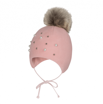 Вязаная шапка детская зимняя Broel Розовый 6-9 месяцев GIUSSEPINA