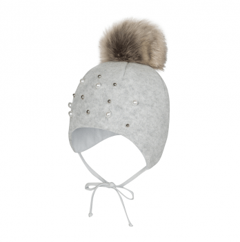 Вязаная шапка детская зимняя Broel Серый 6-9 месяцев GIUSSEPINA