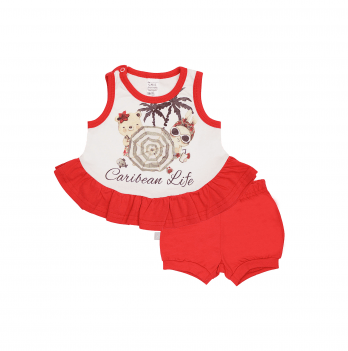 Летний костюм майка и шорты для девочки Smil Карибские каникулы Белый/Красный 6-18 месяцев 113265
