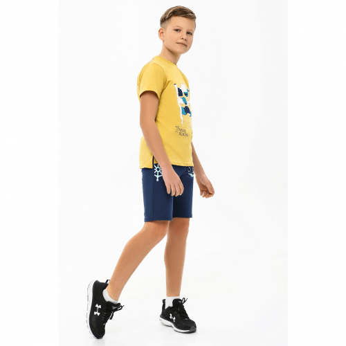Детская футболка для мальчика Smil Южный ветер Горчичный 7-8 лет 110550