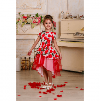 Нарядное платье на девочку JULA KIDS Молочный/Красный 8 лет 200223