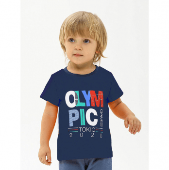 Детская футболка для мальчика Smil Быстрее Выше Сильнее Темно-синий 8 лет 110588