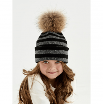 Зимняя вязаная шапка детская Дембохаус Черный 7-8 лет Наджва