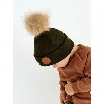 Зимняя вязаная шапка детская Дембохаус Хаки 1,5 года Богота