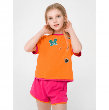 Детская футболка для девочки Smil Розовый цитрус Оранжевый 7-10 лет 110647