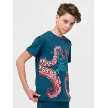 Детская футболка для мальчика Smil Глубины океана Синий 8-10 лет 110631-1
