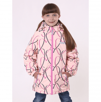 Демисезонная куртка для девочки JOIKS Сердечки Розовый 7-9 лет EW-09