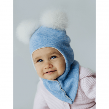 Зимняя шапка шлем детская Дембохаус Голубой 6-12 месяцев Чача