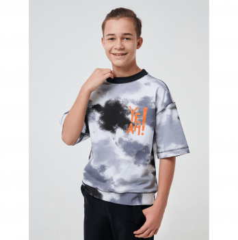 Детская футболка для мальчика Smil Будь собой Серый/Черный 11-13 лет 110675