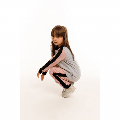 Детский костюм для девочки из двунитки Vidoli на 8 лет Пудровый G-22664W_gray
